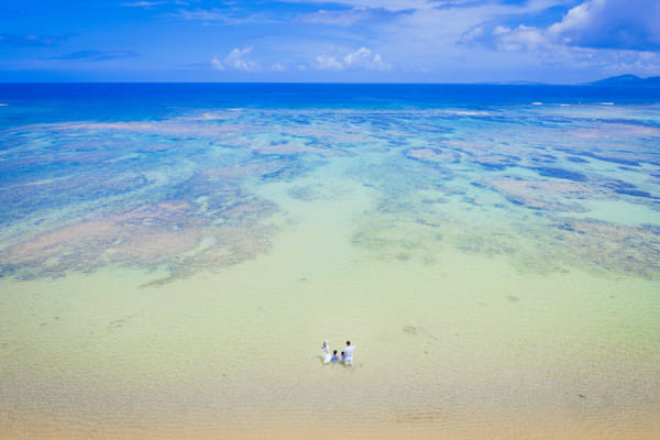 ドローンを使った躍動感溢れるダイナミックな写真撮影で、フォトウェディングの思い出をより引き立てます。